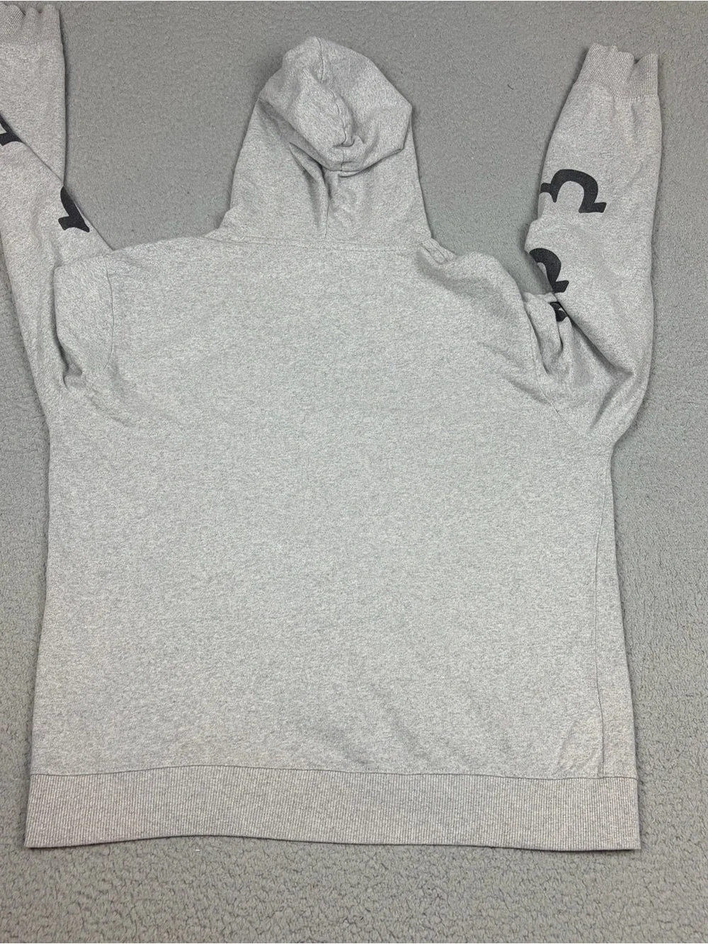 True Religion Hoodie Mens Large Light Gray Logo Drawstring Pockets Pullover